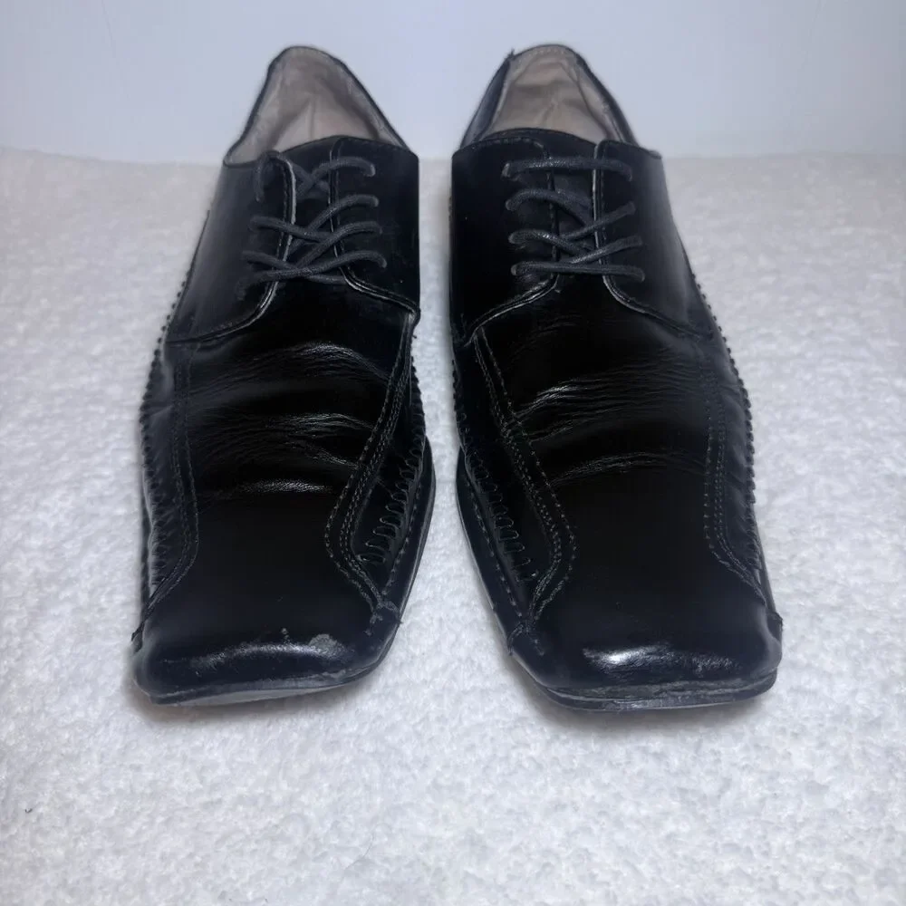 Giorgio Brutini Dress Shoes Mens 9.5W Oxford Black Leather Square Toe 159001 - Picture 3 of 9